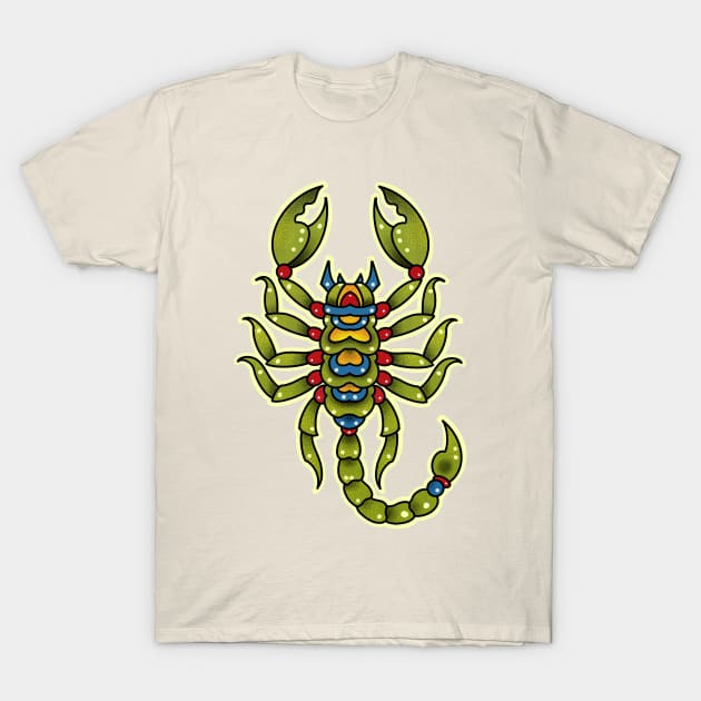 Neotraditional scorpio in green T-Shirt by weilertsen